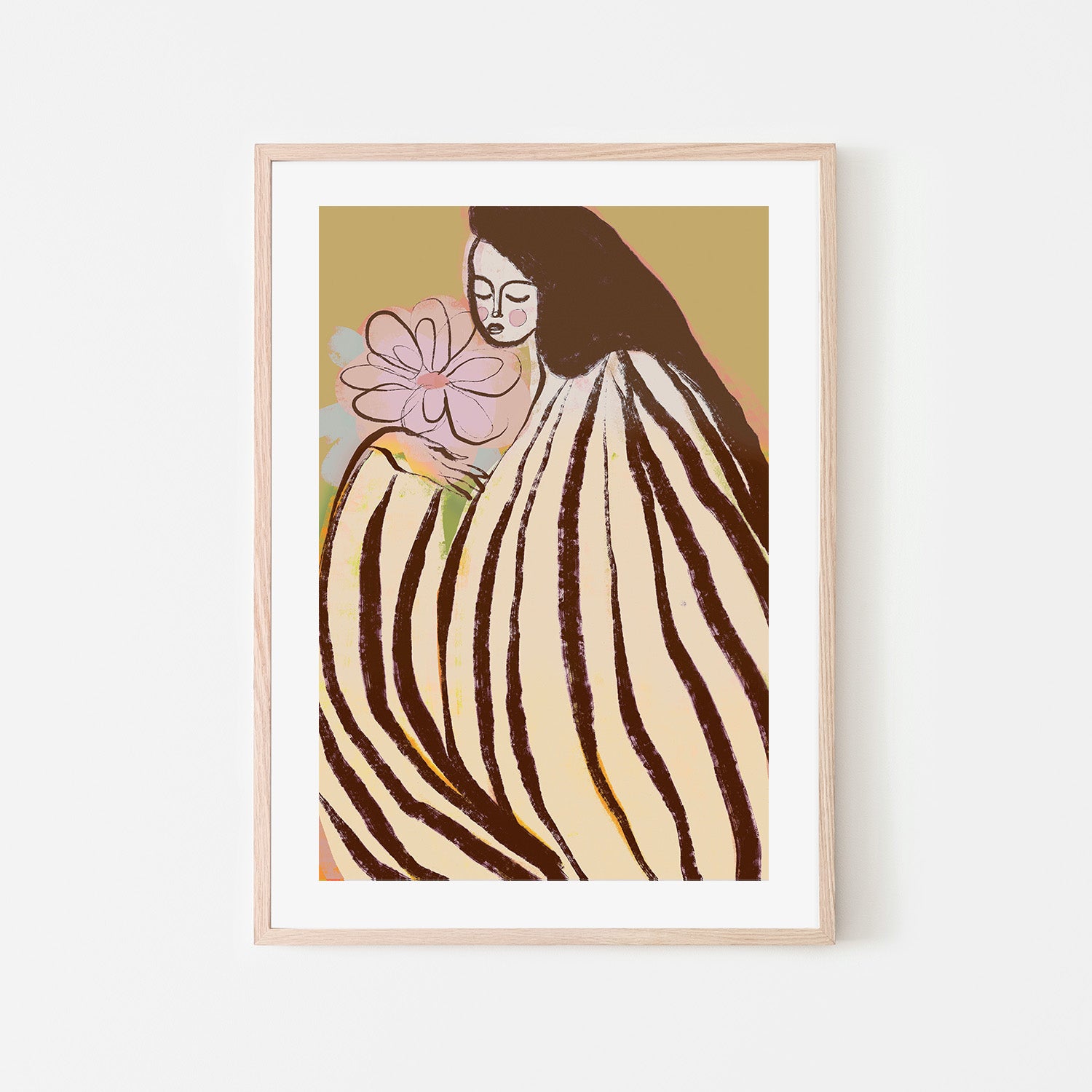 wall-art-print-canvas-poster-framed-A Silent Moment, Mustard and Pink-6