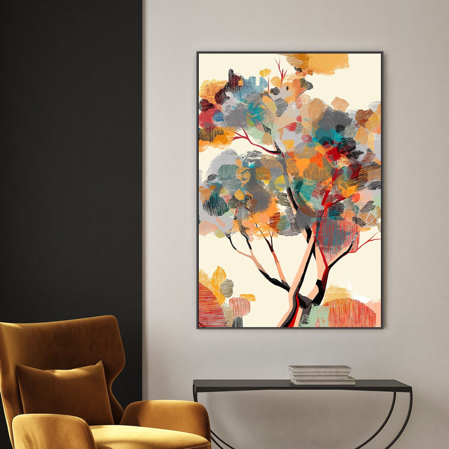 wall-art-print-canvas-poster-framed-Abstract Autumn Tree-7