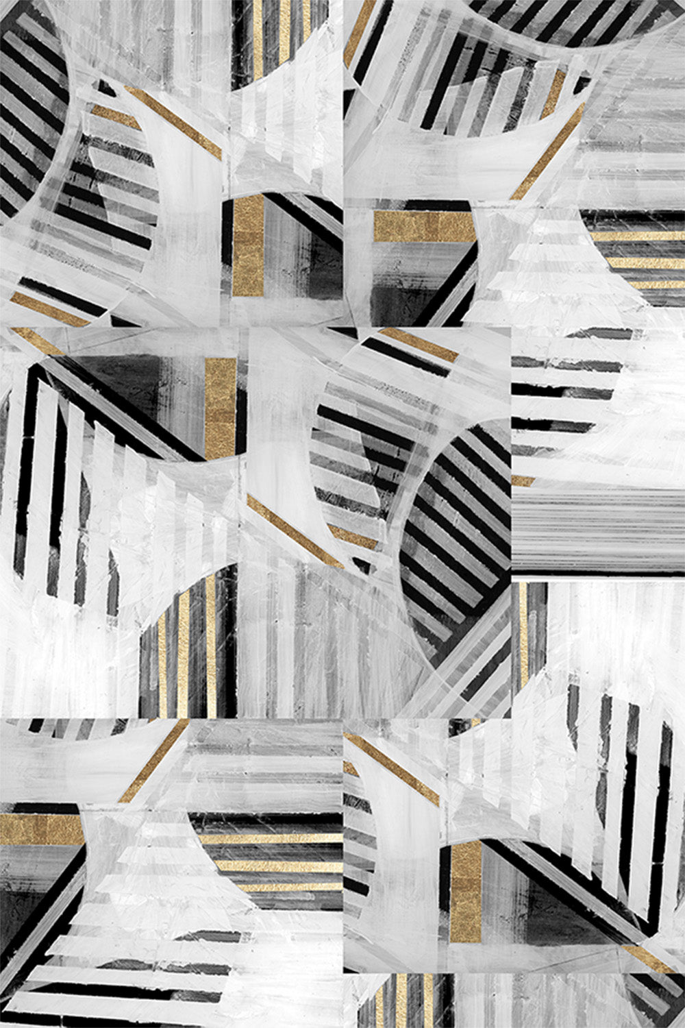 wall-art-print-canvas-poster-framed-Abstract Back White Gold , Style A-1