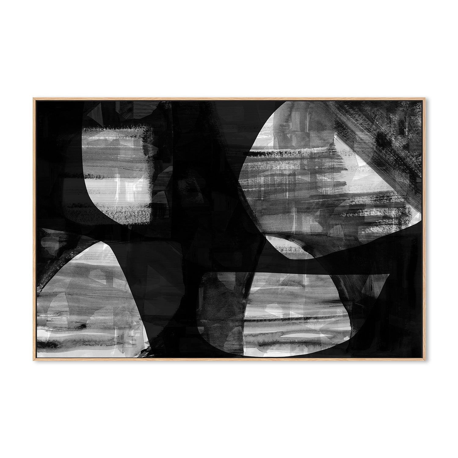 wall-art-print-canvas-poster-framed-Abstract Black Night Shapes, Style D-4
