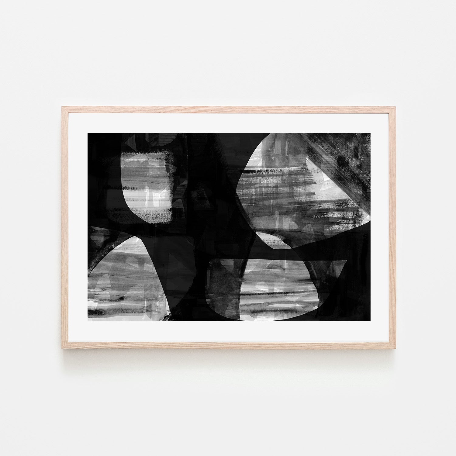 wall-art-print-canvas-poster-framed-Abstract Black Night Shapes, Style D-6