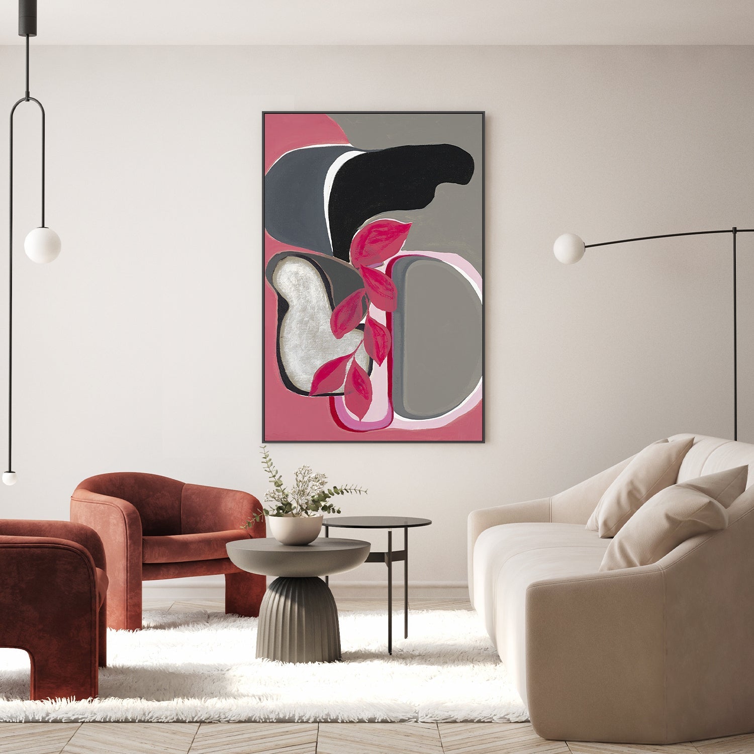 wall-art-print-canvas-poster-framed-Abstract Bloom Fuchsia , By Lynda Skye-7