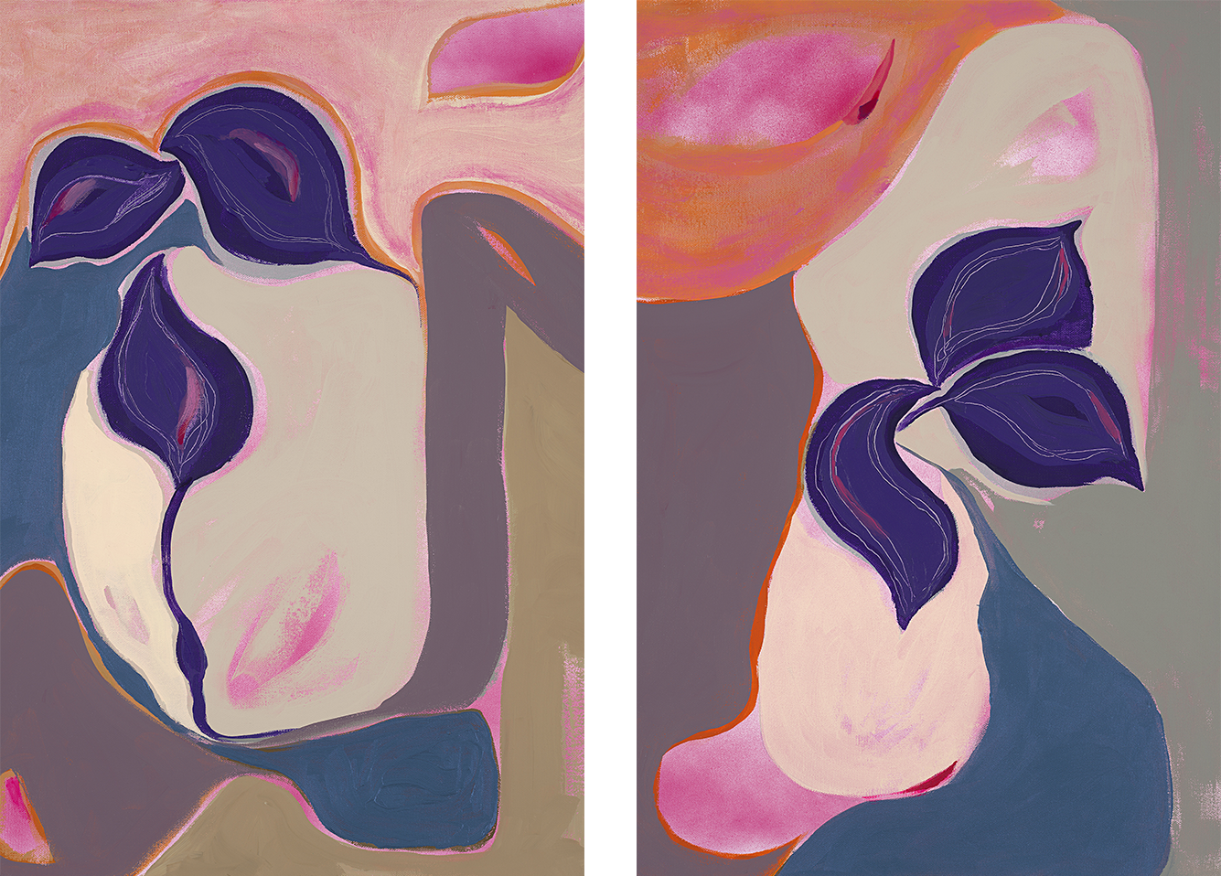 wall-art-print-canvas-poster-framed-Abstract Bloom, Style A & B, Set Of 2 , By Lynda Skye-1