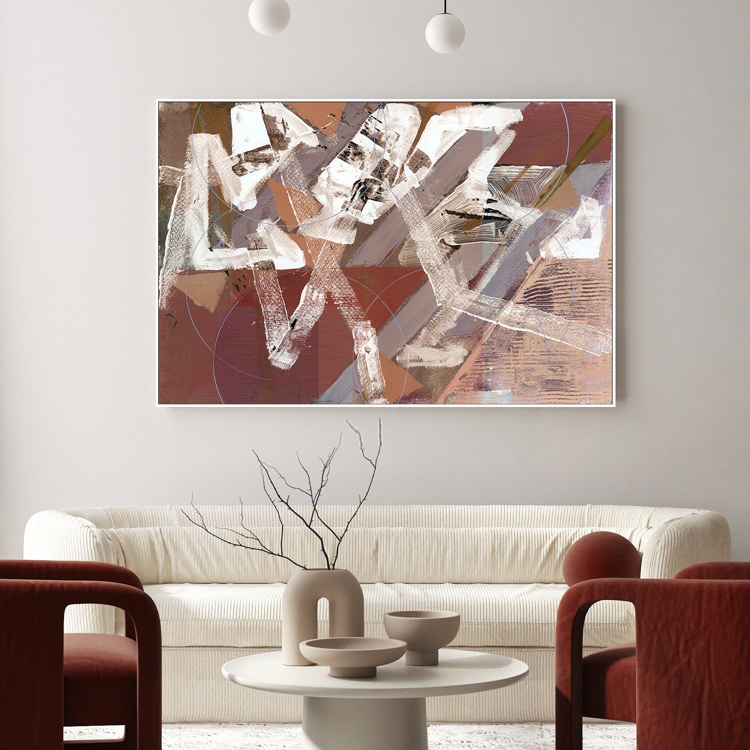 wall-art-print-canvas-poster-framed-Abstract Circles and Textures, Style B-2