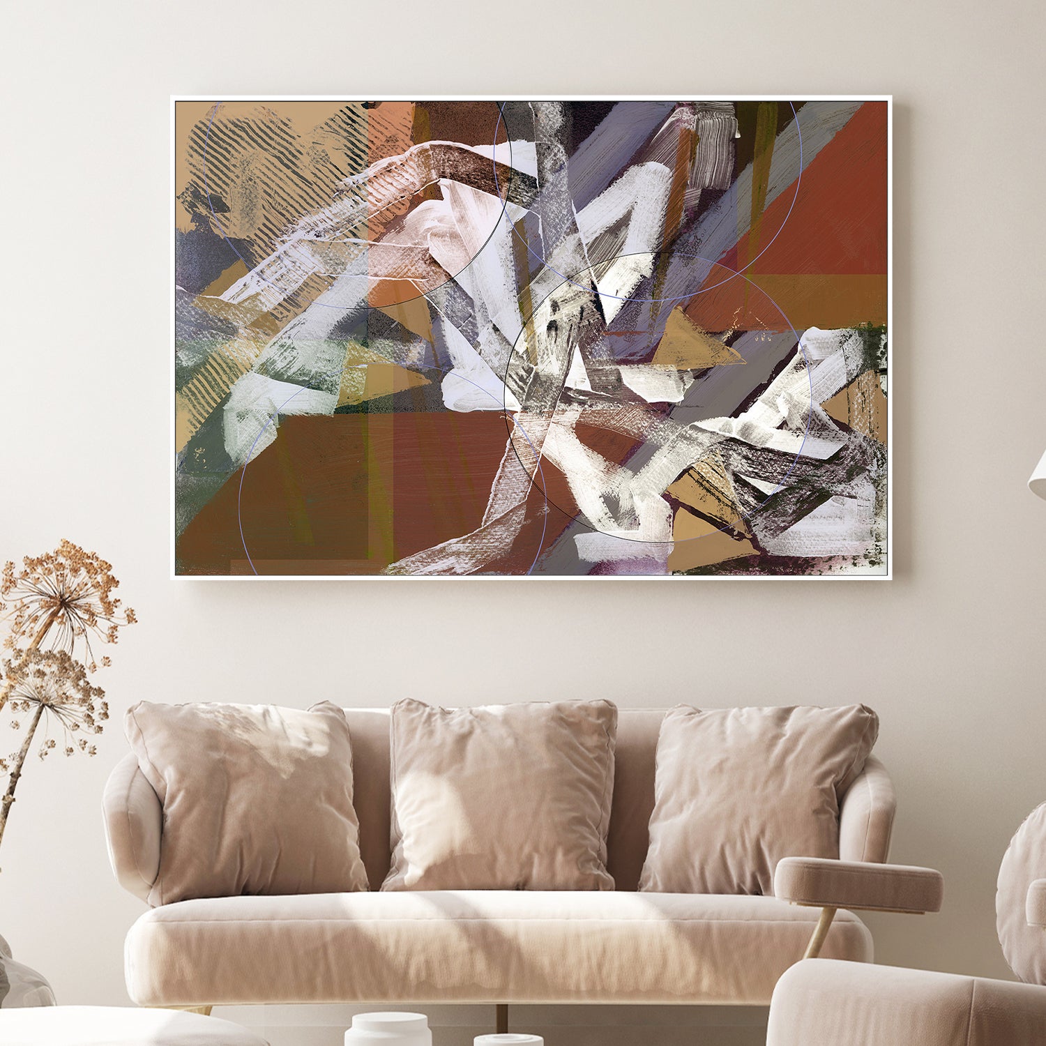 wall-art-print-canvas-poster-framed-Abstract Circles and Textures, Style C-2