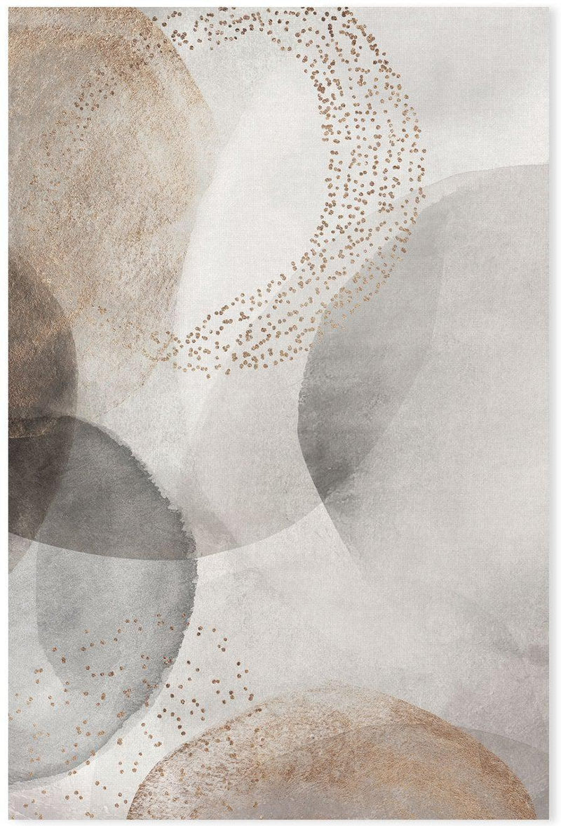 wall-art-print-canvas-poster-framed-Abstract Circles Grey Gold-by-Dear Musketeer Studio-Gioia Wall Art