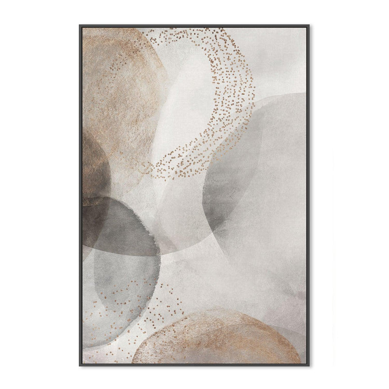 wall-art-print-canvas-poster-framed-Abstract Circles Grey Gold-by-Dear Musketeer Studio-Gioia Wall Art