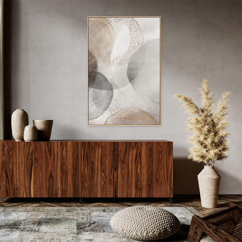 wall-art-print-canvas-poster-framed-Abstract Circles Grey Gold-by-Dear Musketeer Studio-Gioia Wall Art