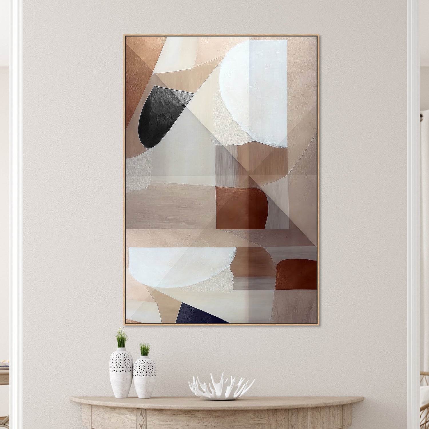 wall-art-print-canvas-poster-framed-Abstract Copper Neutral Tone Painting, Style B-2
