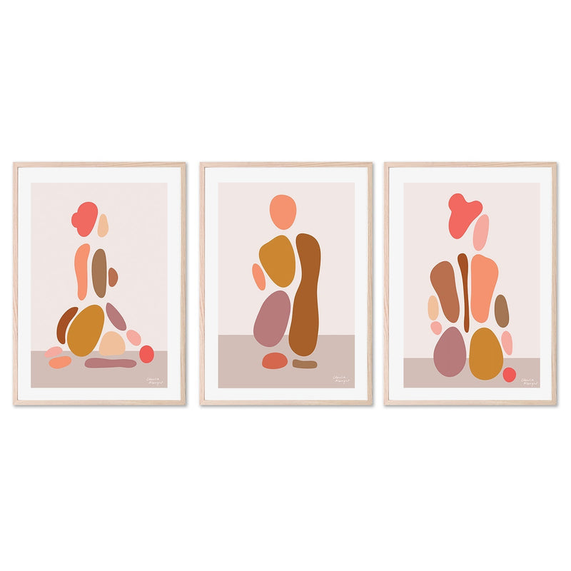 wall-art-print-canvas-poster-framed-Abstract Female Figure, Style C, D & E, Set Of 3 , By Moments By Charlie-GIOIA-WALL-ART