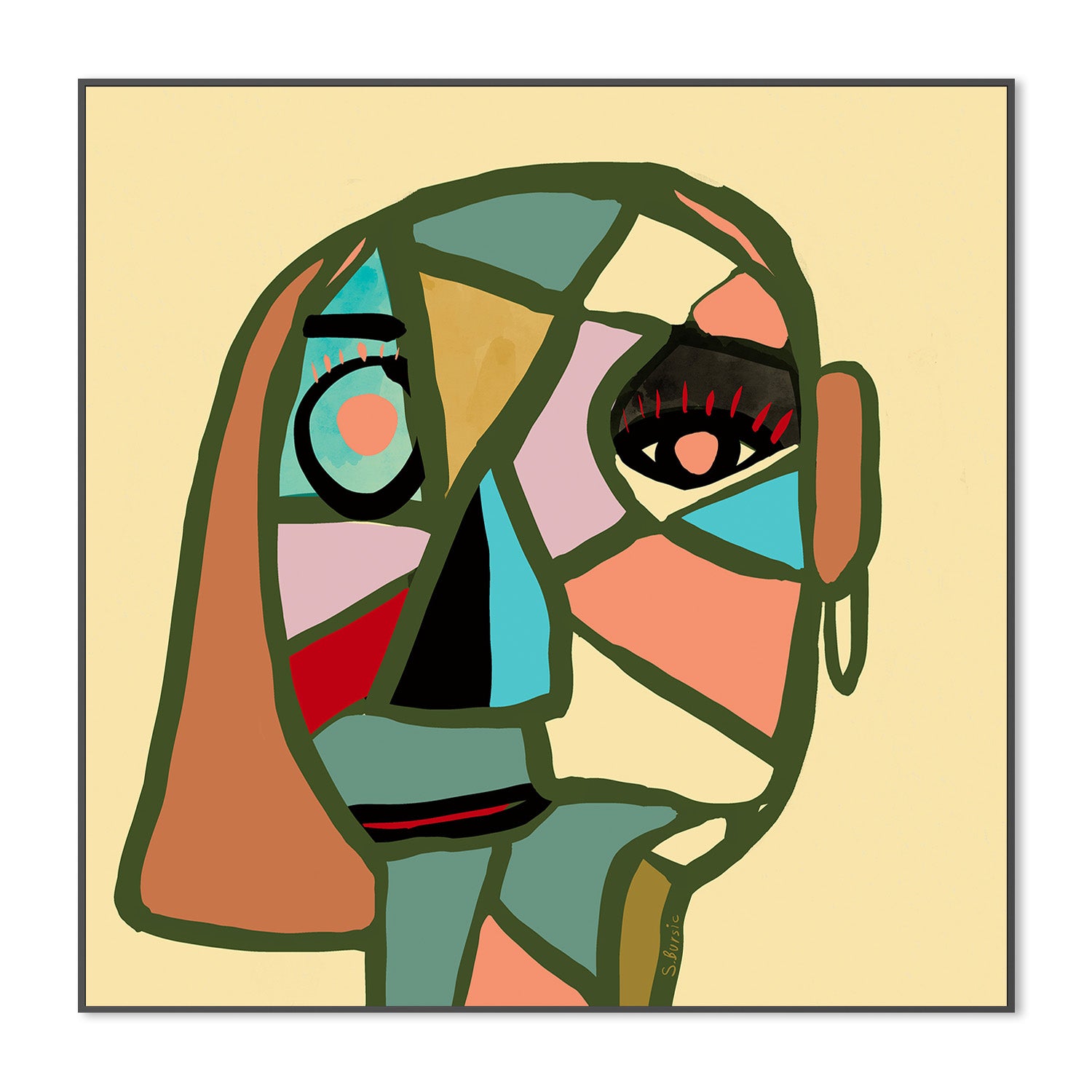 wall-art-print-canvas-poster-framed-Abstract Female Portrait , By Sharyn Bursic-3