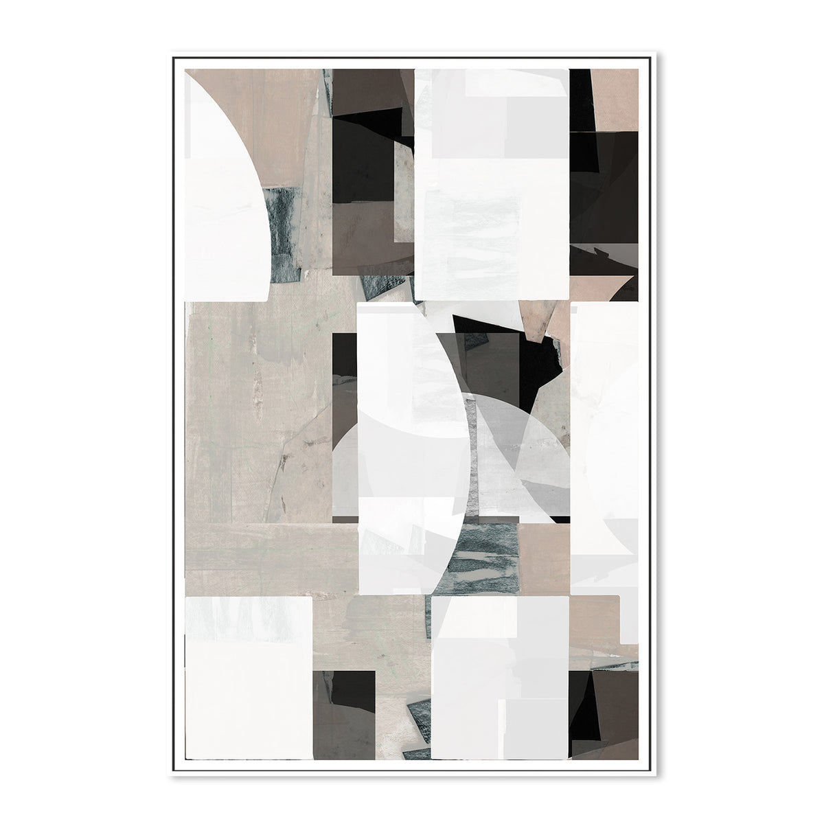 wall-art-print-canvas-poster-framed-Abstract Mocha Black White Composition, Style A-5
