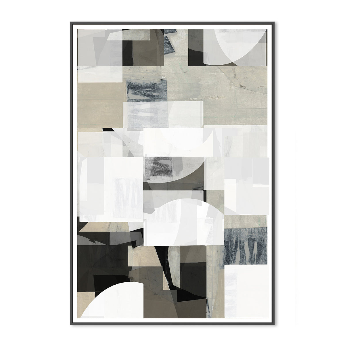 wall-art-print-canvas-poster-framed-Abstract Mocha Black White Composition, Style B-3