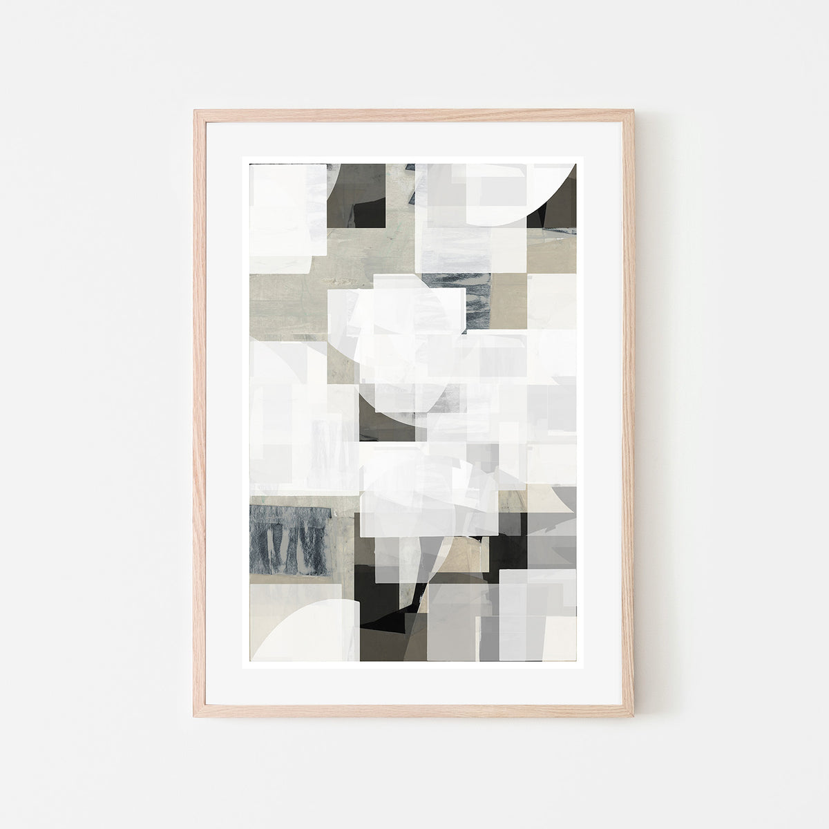 wall-art-print-canvas-poster-framed-Abstract Mocha Black White Composition, Style C-6