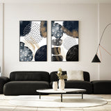 wall-art-print-canvas-poster-framed-Abstract Navy And Gold, Style A & B, Set Of 2 , By Sally Ann Moss-GIOIA-WALL-ART