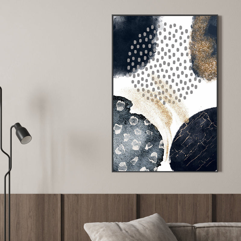 wall-art-print-canvas-poster-framed-Abstract Navy And Gold, Style A , By Sally Ann Moss-GIOIA-WALL-ART