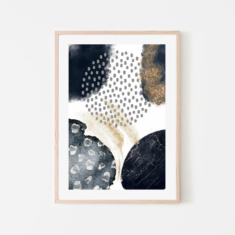 wall-art-print-canvas-poster-framed-Abstract Navy And Gold, Style A , By Sally Ann Moss-GIOIA-WALL-ART