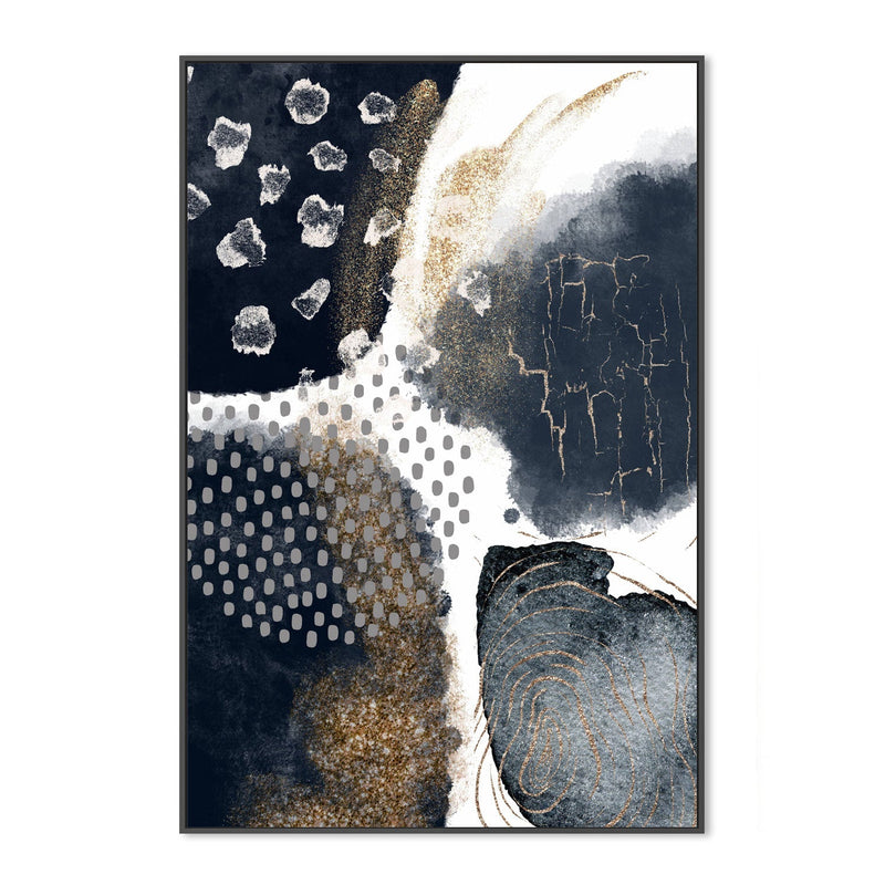 wall-art-print-canvas-poster-framed-Abstract Navy And Gold, Style C , By Sally Ann Moss-GIOIA-WALL-ART