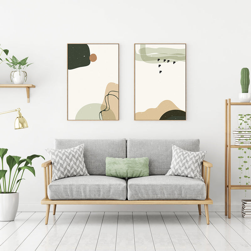 wall-art-print-canvas-poster-framed-Abstract Shapes In Motion, Style B & C, Set of 2-GIOIA-WALL-ART