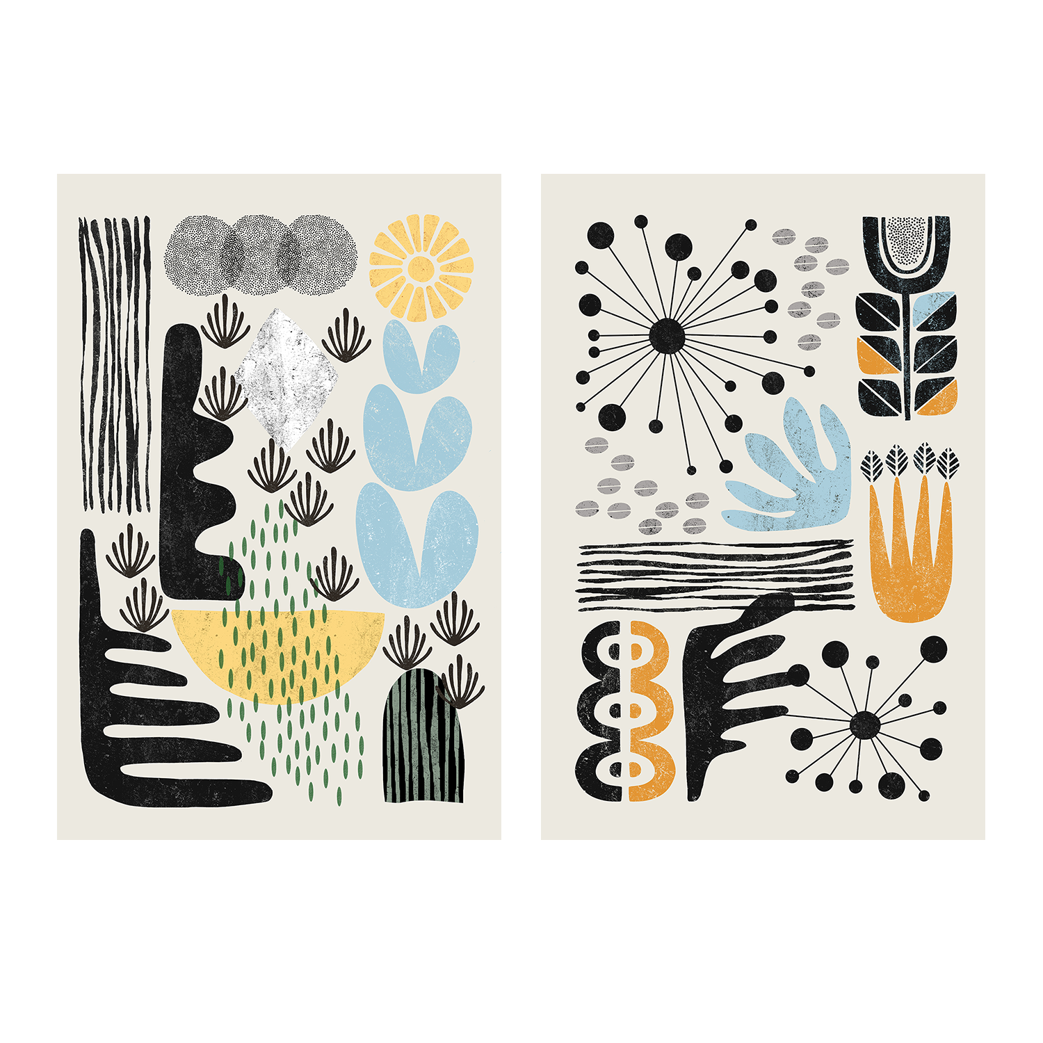 wall-art-print-canvas-poster-framed-Abstract Style A, Style B, Set Of 2-1