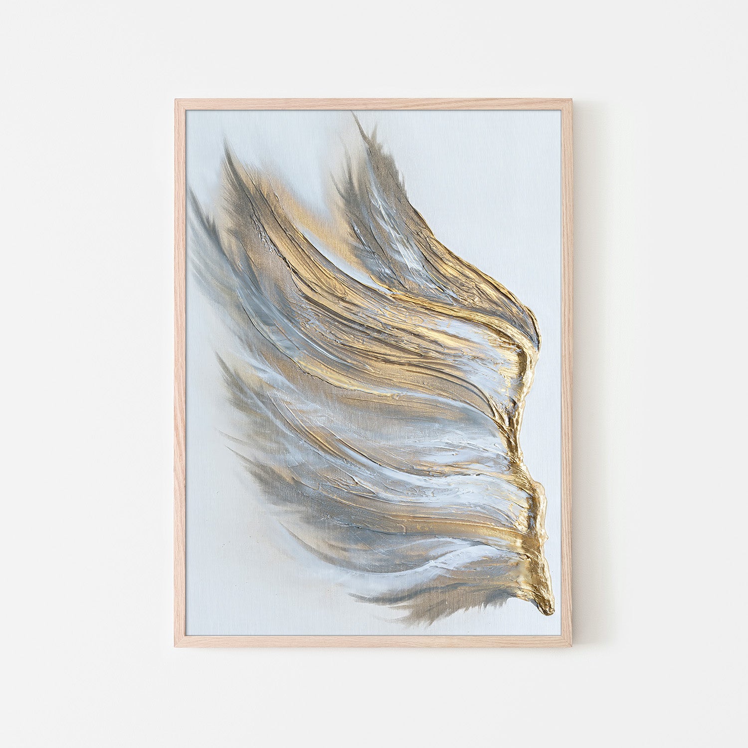 wall-art-print-canvas-poster-framed-Abstract Wing in Gold and White-6