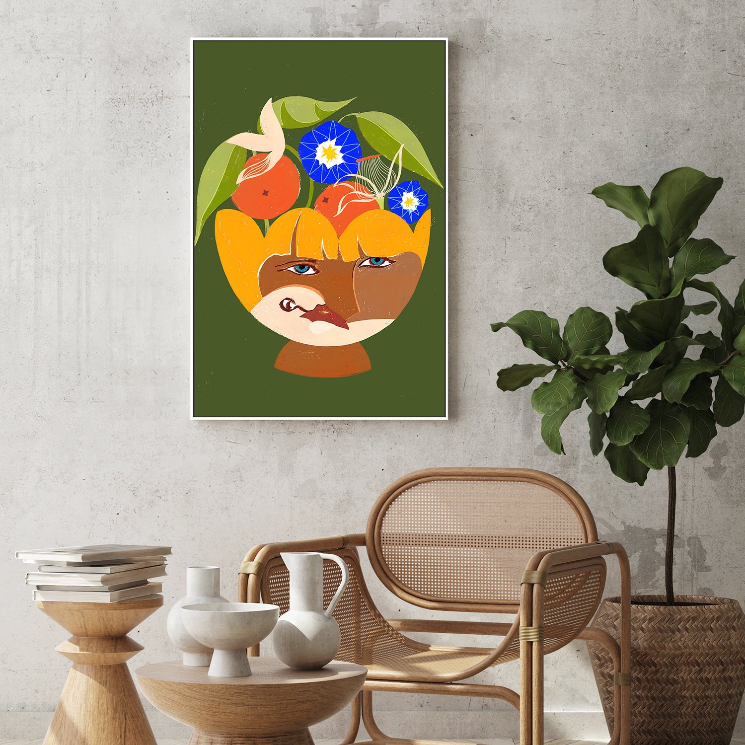wall-art-print-canvas-poster-framed-Abundance of Thoughts Green-8
