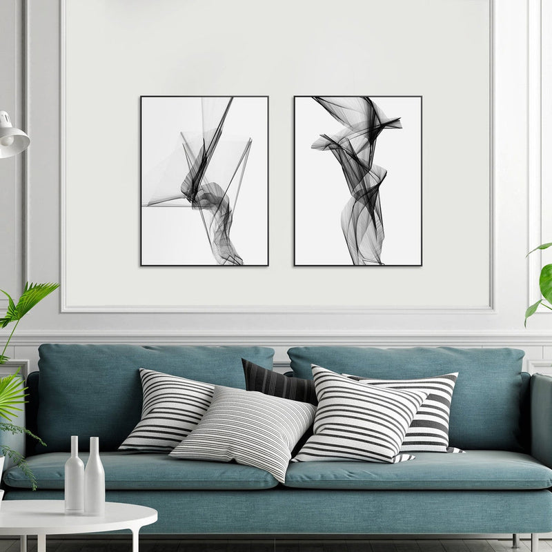 wall-art-print-canvas-poster-framed-Aerial Silk, Black And White, Set Of 2, Style C-by-Gioia Wall Art-Gioia Wall Art