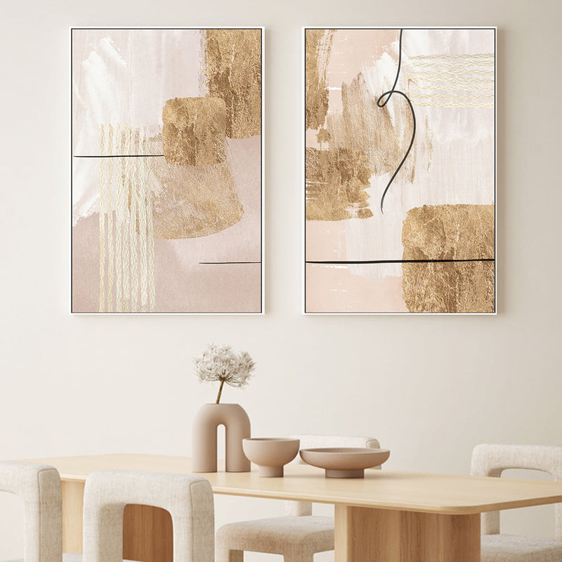 wall-art-print-canvas-poster-framed-Aesthetic Gold, Style A & B, Set Of 2 , By Sally Ann Moss-GIOIA-WALL-ART