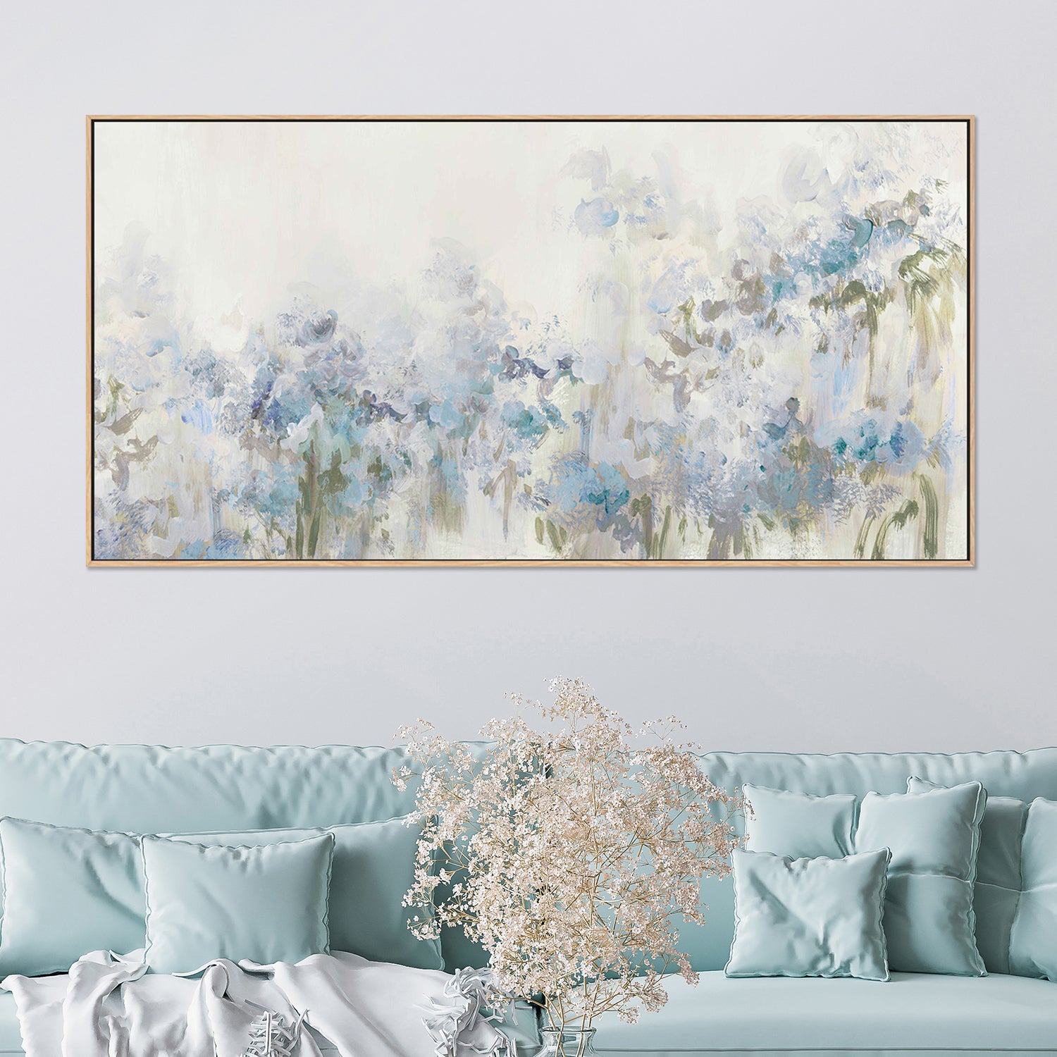 wall-art-print-canvas-poster-framed-AK136-A - Foggy Blue Garden in Soft Str...-2