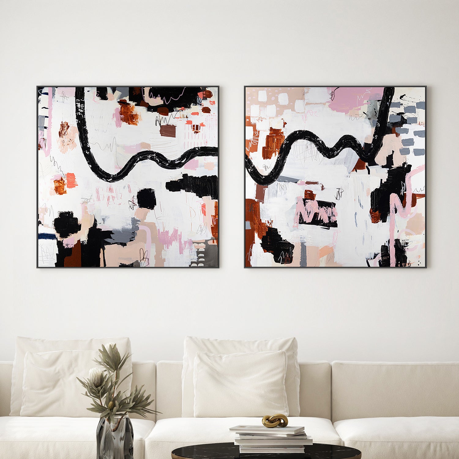 wall-art-print-canvas-poster-framed-Amalgamation Left Side, Amalgamation Right Side, Set Of 2-2