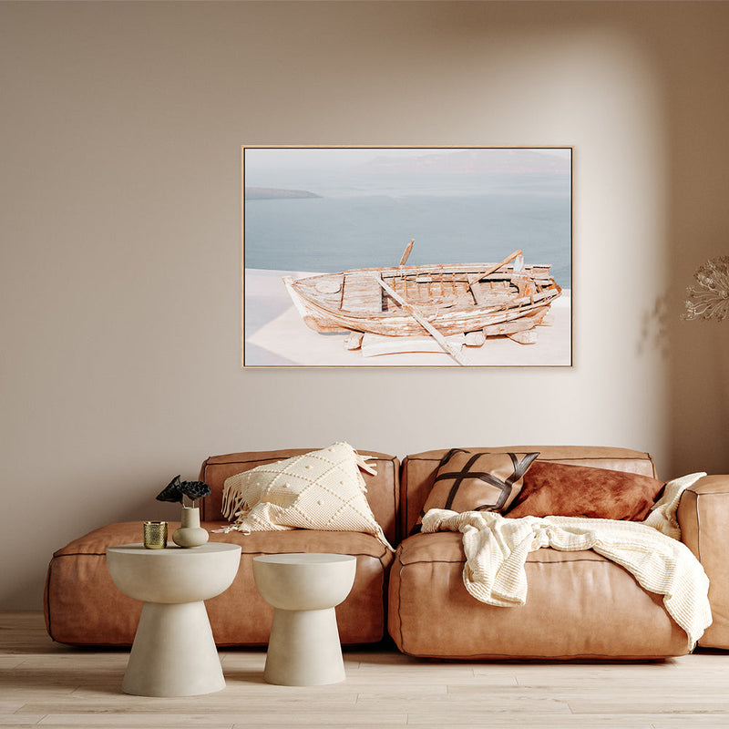 An Old Boat at Santorini-Gioia-Prints-Framed-Canvas-Poster-GIOIA-WALL-ART