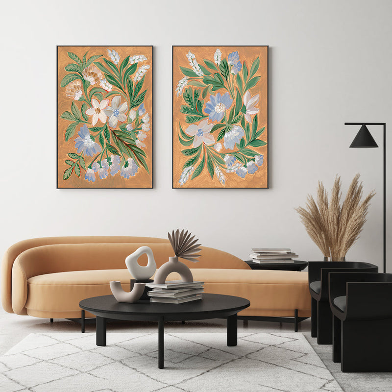wall-art-print-canvas-poster-framed-Antique Blossoms, Style A & B, Set Of 2 , By Nikita Jariwala-GIOIA-WALL-ART
