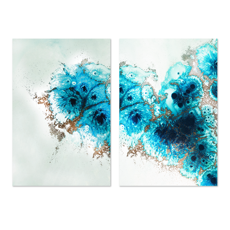 wall-art-print-canvas-poster-framed-Aqua Aurora, Style A & B, Set Of 2 , By Petra Meikle-1
