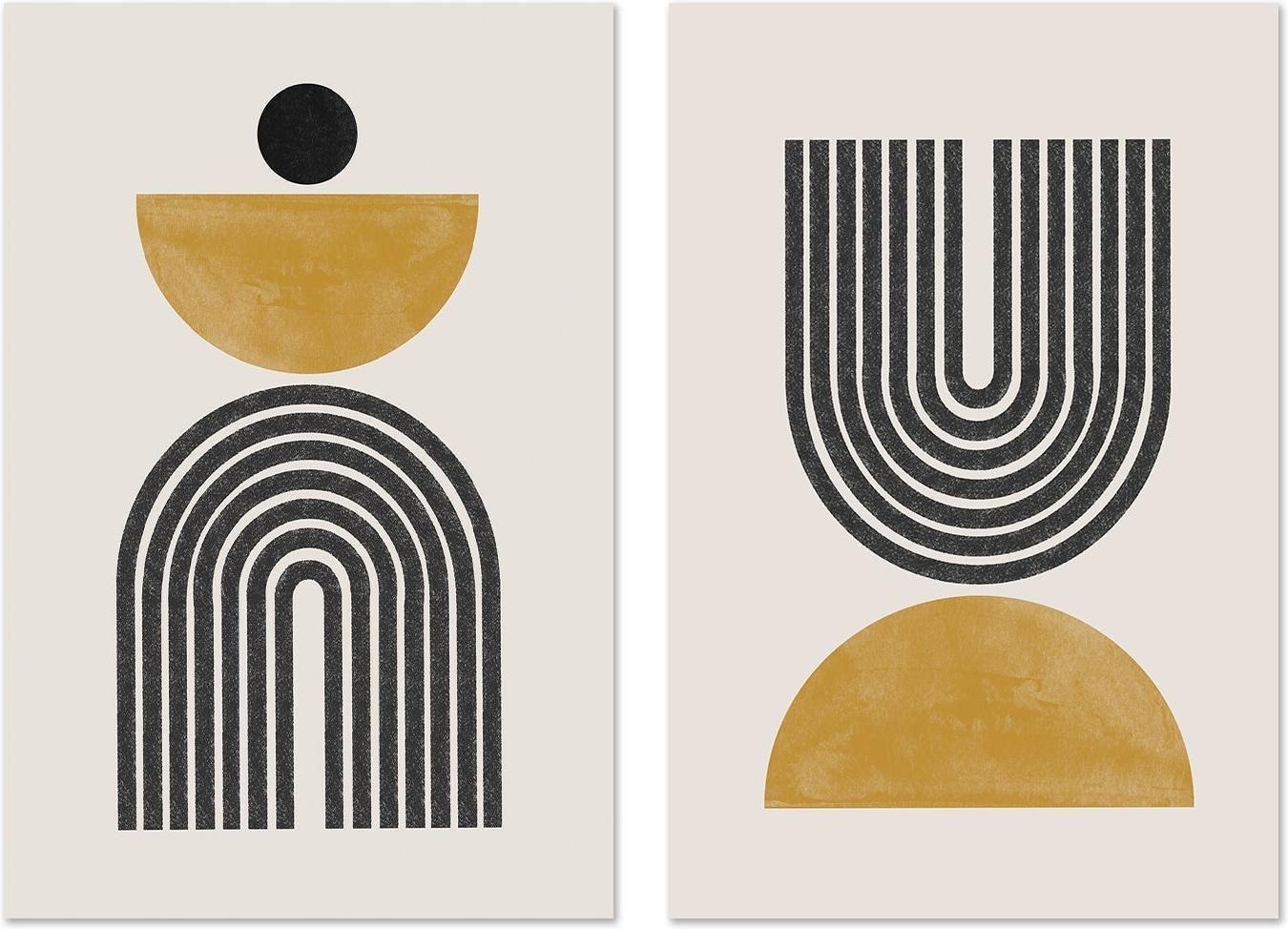 wall-art-print-canvas-poster-framed-Architectural Minimalism, Style C & D, Set of 2-GIOIA-WALL-ART