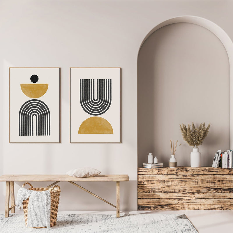 wall-art-print-canvas-poster-framed-Architectural Minimalism, Style C & D, Set of 2-GIOIA-WALL-ART
