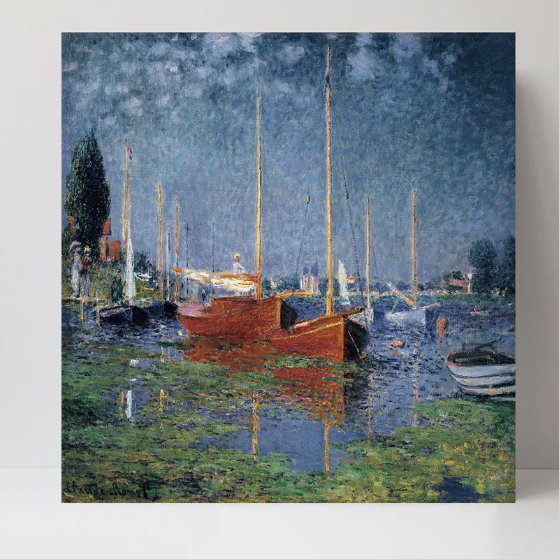 wall-art-print-canvas-poster-framed-Argenteuil, Red Boats, By Monet-by-Gioia Wall Art-Gioia Wall Art