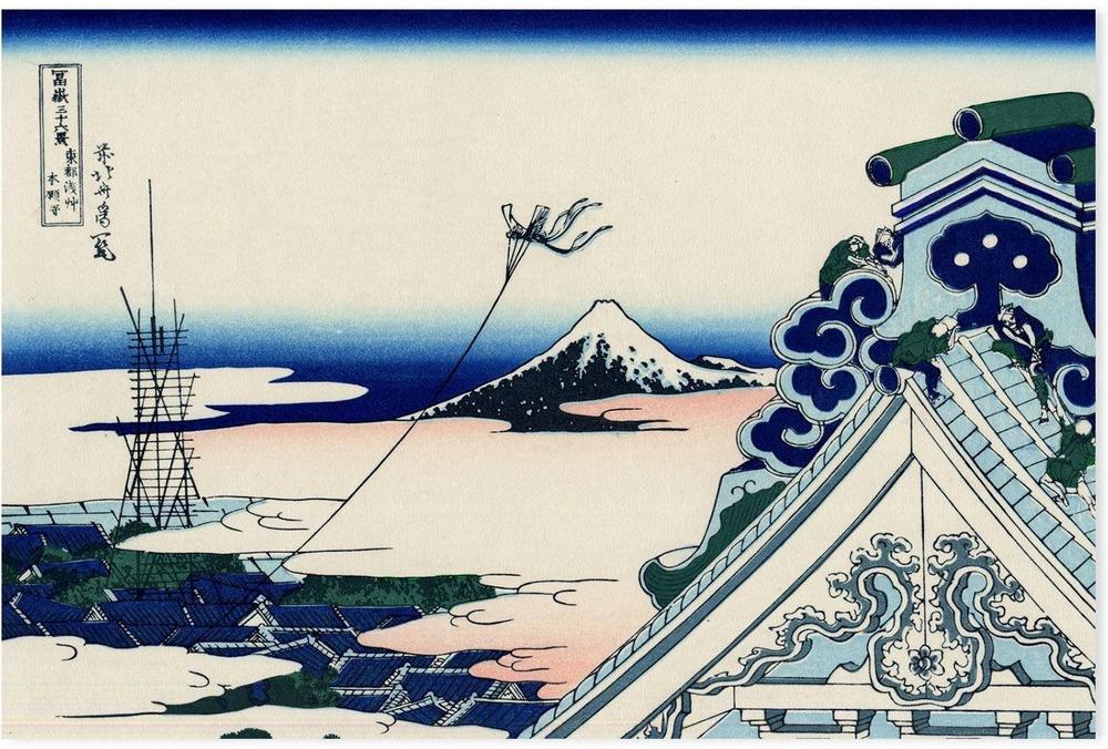 wall-art-print-canvas-poster-framed-Asakusa Honganji temple in the Eastern capital-by-Katsushika Hokusai-Gioia Wall Art