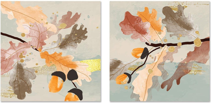 wall-art-print-canvas-poster-framed-Autumn Tree, Style A & B, Set Of 2-GIOIA-WALL-ART