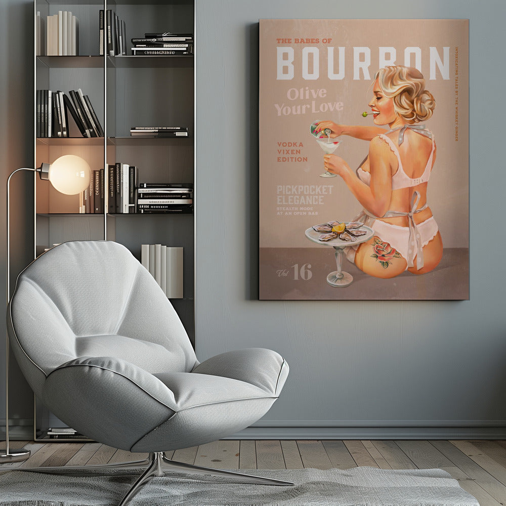wall-art-print-canvas-poster-framed-Babes of Bourbon Vol 16 Vintage Vodka Martini Pin Up Girl , By Brett Gramse-9