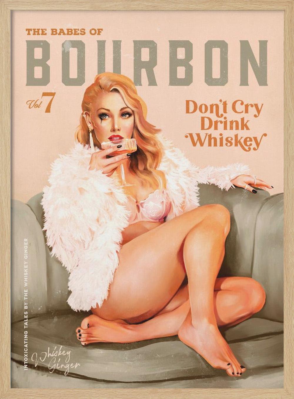 wall-art-print-canvas-poster-framed-Babes of Bourbon Vol 7 Sexy Vintage Whiskey Pinup Girl , By Brett Gramse-1