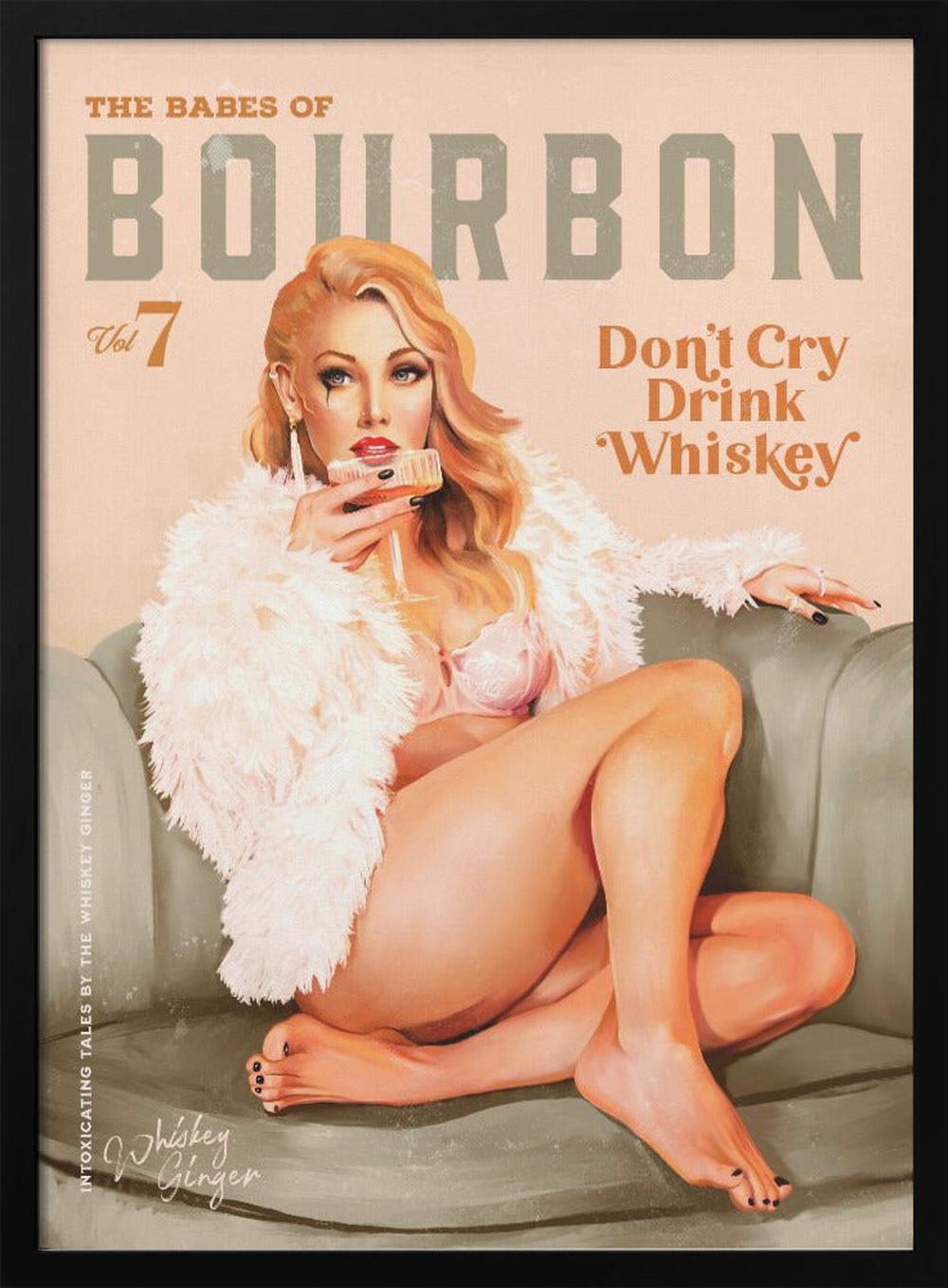 wall-art-print-canvas-poster-framed-Babes of Bourbon Vol 7 Sexy Vintage Whiskey Pinup Girl , By Brett Gramse-2