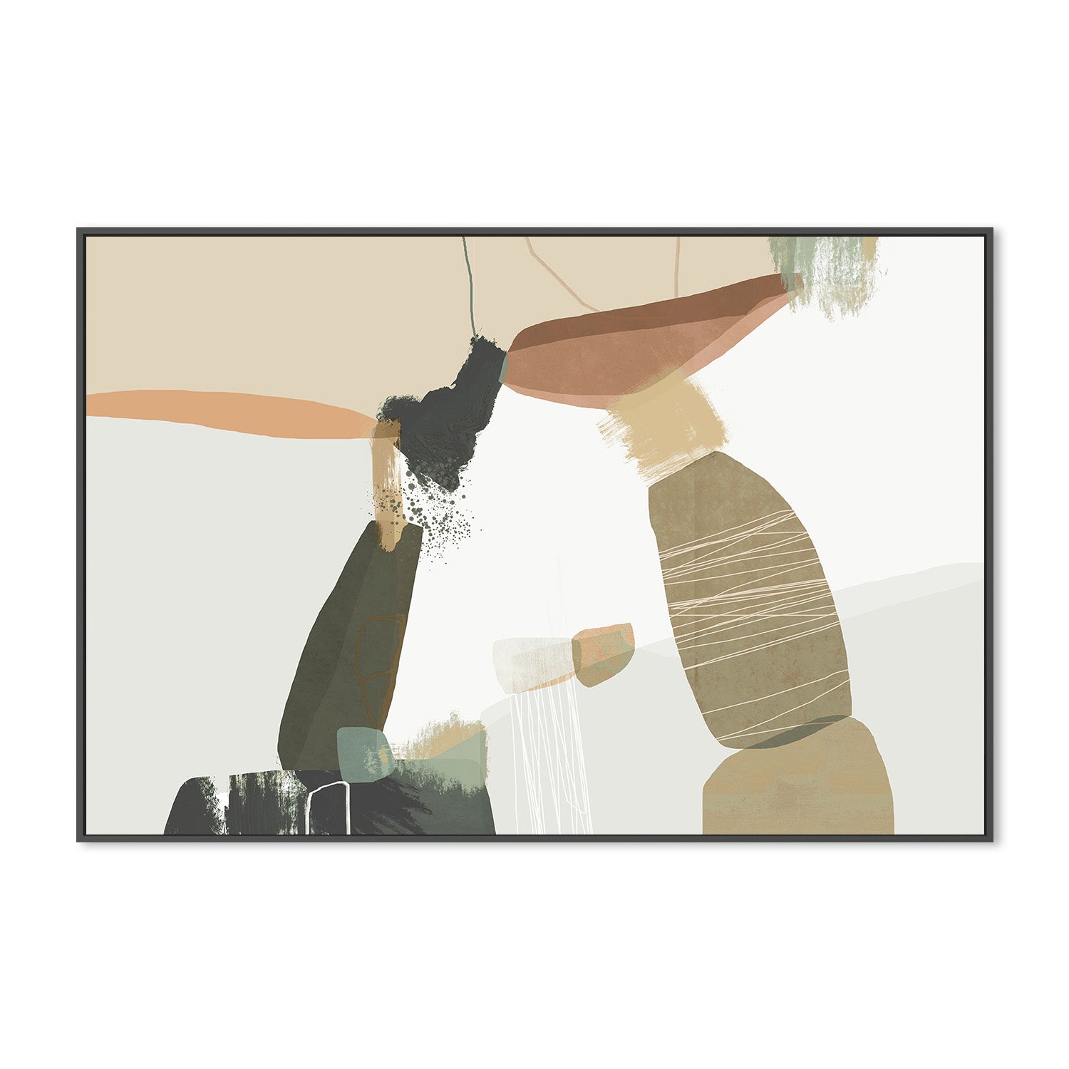 wall-art-print-canvas-poster-framed-Balancing Forms, Earthy Green-3