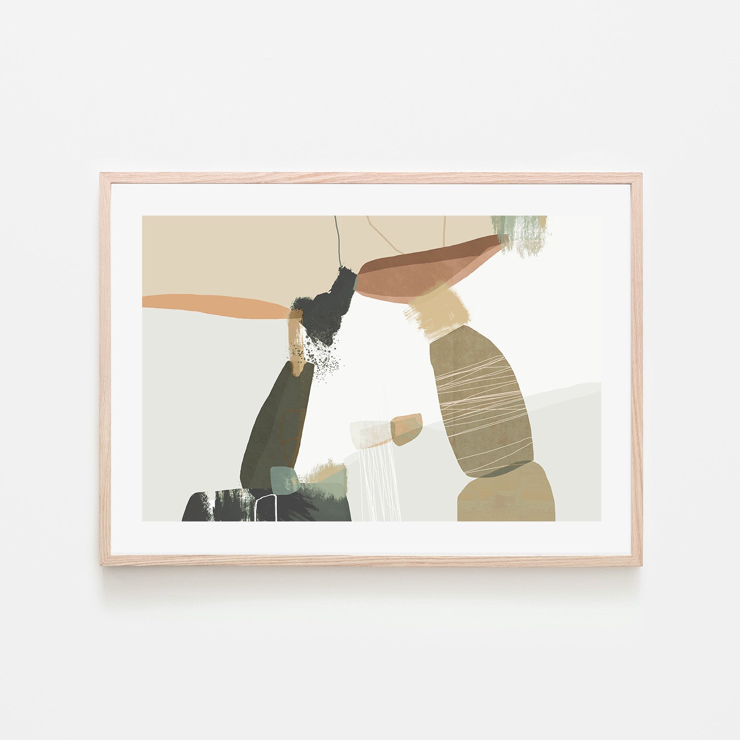 wall-art-print-canvas-poster-framed-Balancing Forms, Earthy Green-6