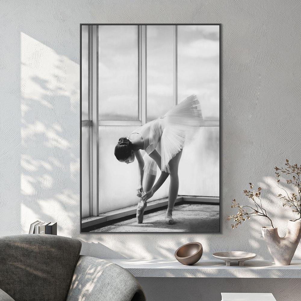 wall-art-print-canvas-poster-framed-Ballerina Tying Pointe Shoes-2