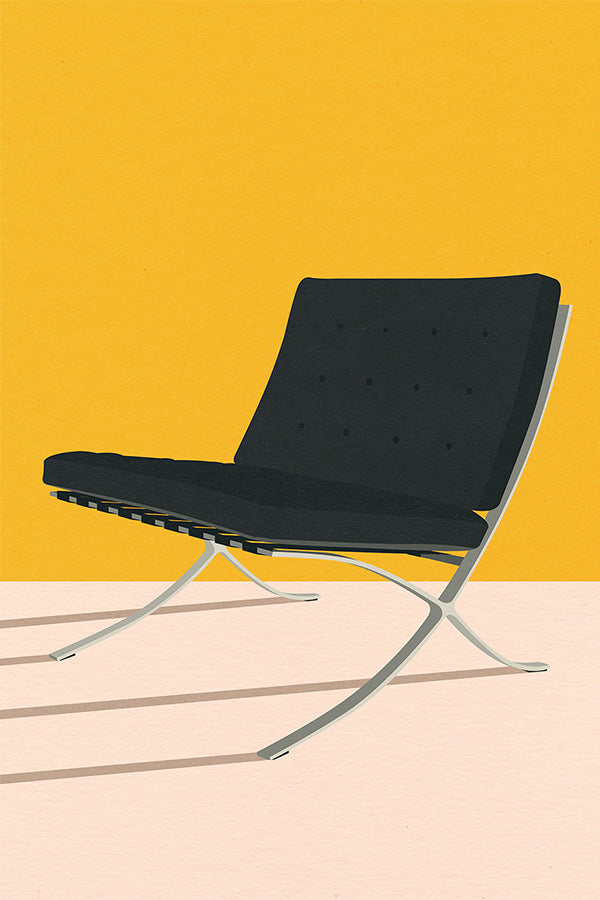 wall-art-print-canvas-poster-framed-Barcelona Chair By Mies Van Der Rohe-1