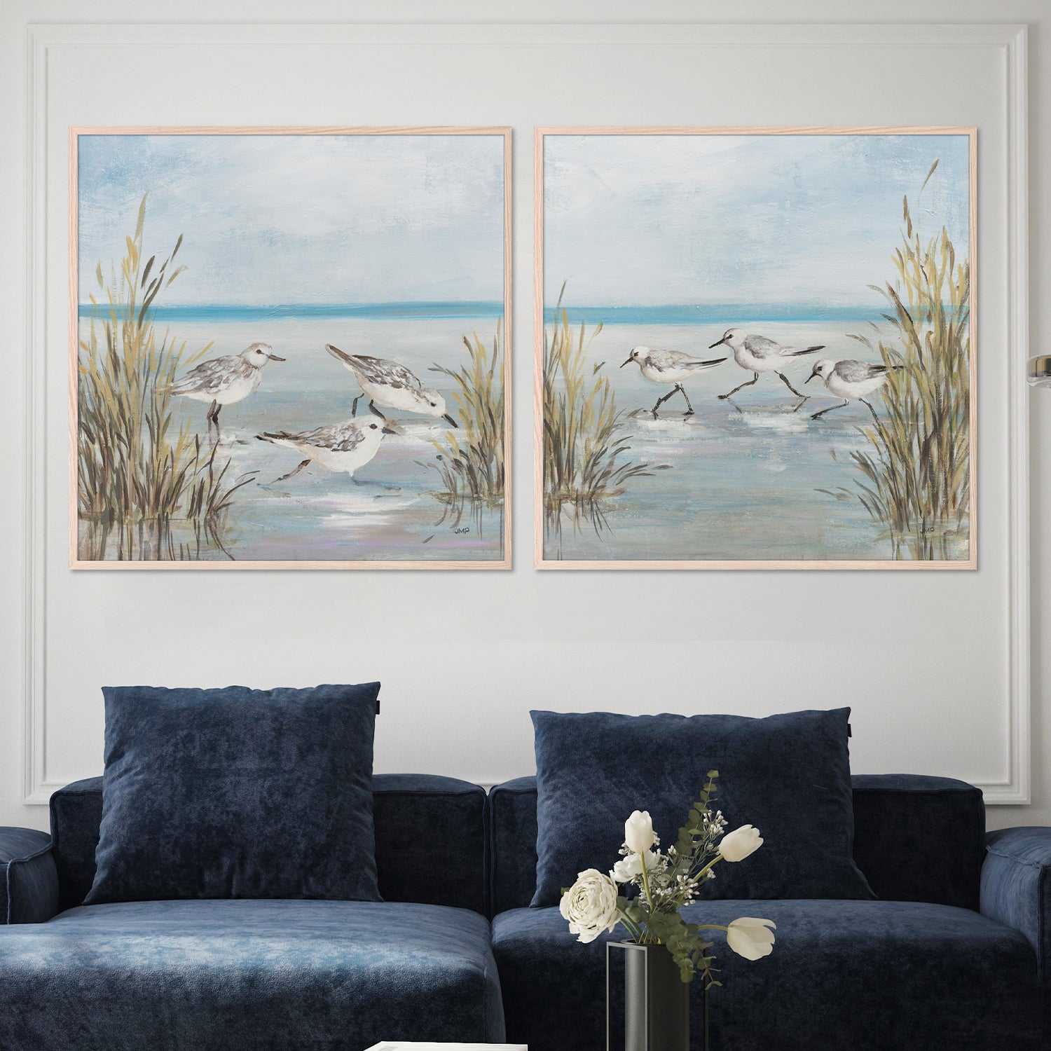 wall-art-print-canvas-poster-framed-Beach Birds, Style B & C, Set Of 2-7