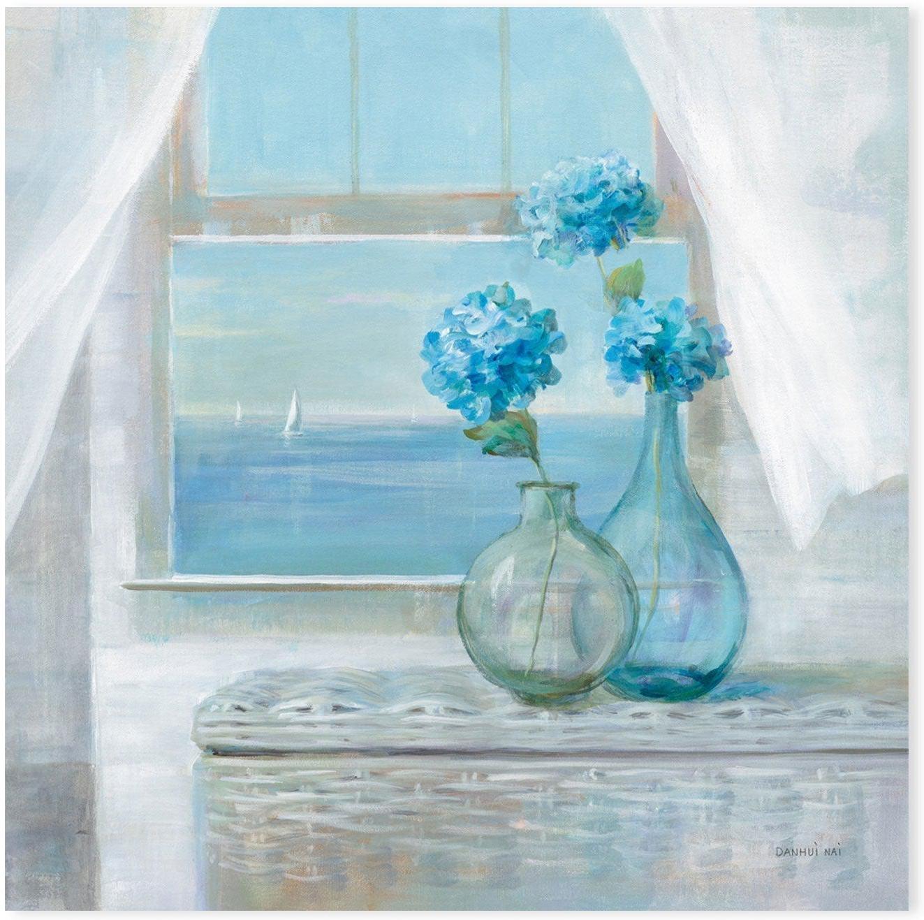 wall-art-print-canvas-poster-framed-Beach House Hydrangeas-by-Danhui Nai-Gioia Wall Art