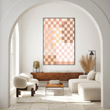 wall-art-print-canvas-poster-framed-Beige Checkered Pattern , By Elena Ristova-GIOIA-WALL-ART