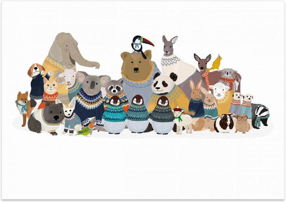 wall-art-print-canvas-poster-framed-Big Group of Friends In Jumpers , By Hanna Melin-1
