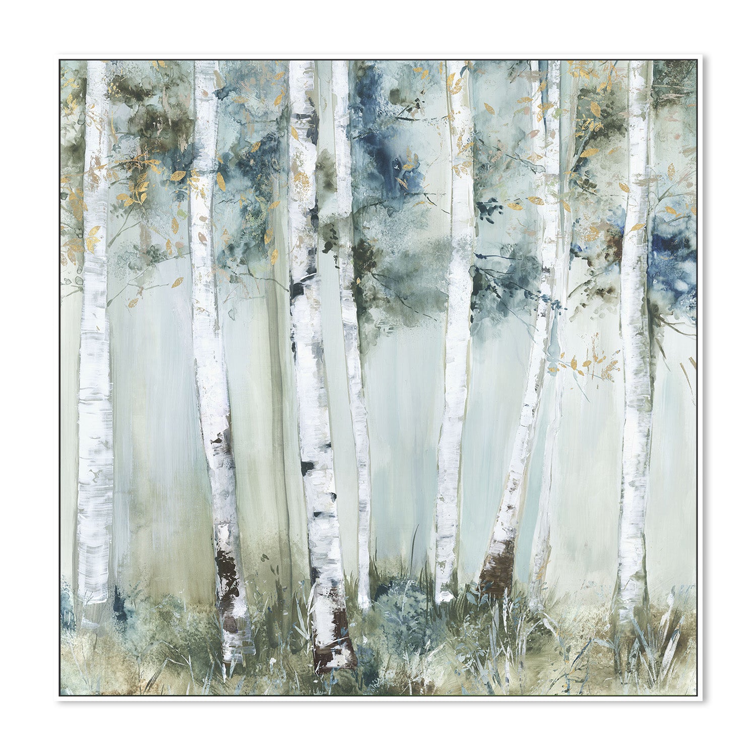 wall-art-print-canvas-poster-framed-Birch Blue Forest-5